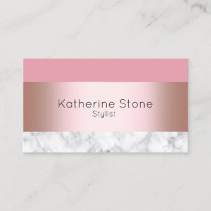 Elegant modern chick rose gold pink marble business card