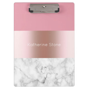 Elegant modern chick rose gold pink marble clipboard