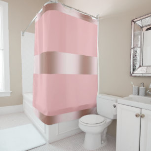 Elegant modern chick rose gold & pink strip shower curtain