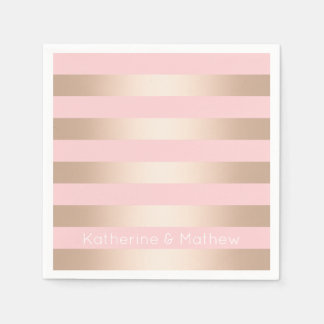Elegant modern chick rose gold pink striped napkin