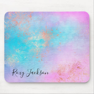 Elegant modern chick rose gold watercolor colorful mouse pad