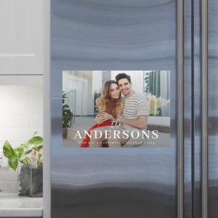 Elegant Modern Christmas Couple Xmas Magnetic Card