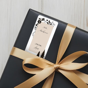 Elegant Modern Christmas Evergreen Trees & Floral  Label