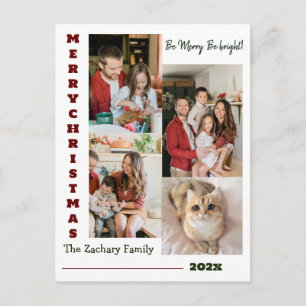 Elegant Modern Christmas Family Photo Collage Holiday Postcard