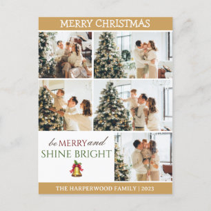  Elegant Modern Christmas Family Photo Collage Holiday Postcard