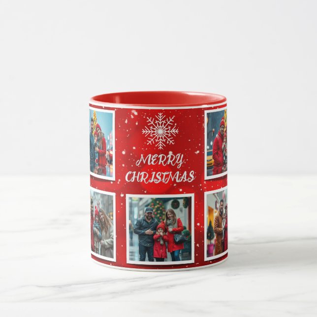 Elegant Modern Christmas Family Photo Design Mug (Center)