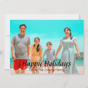 Elegant Modern Christmas holidays Script Photo   Holiday Card