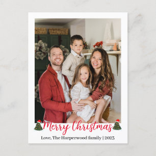 Elegant Modern Christmas holidays Script Photo Holiday Postcard
