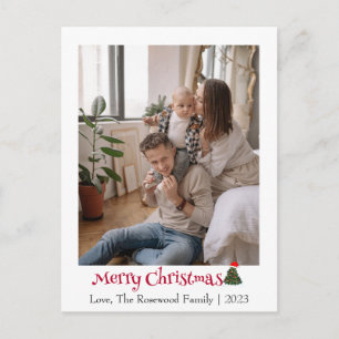 Elegant Modern Christmas holidays Script Photo Holiday Postcard