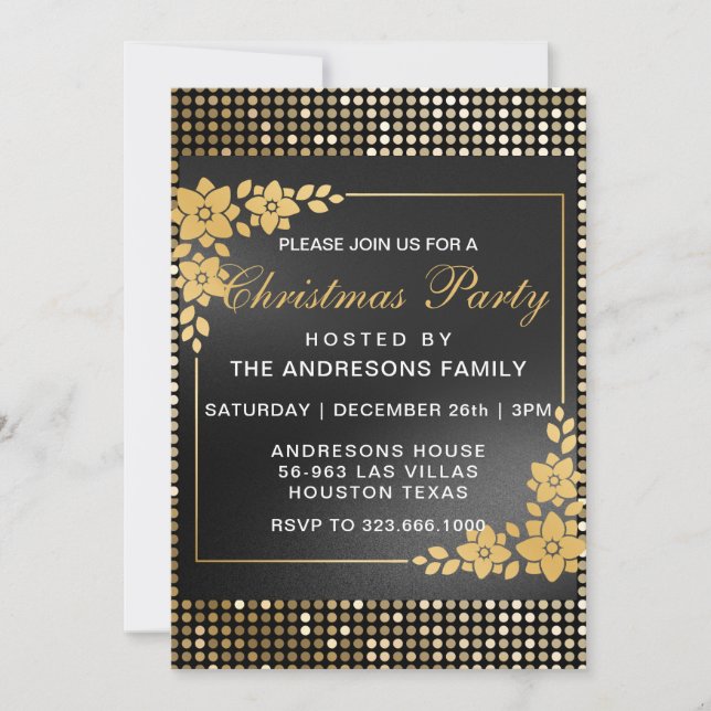 Elegant Modern Christmas party gold custom  Invitation (Front)