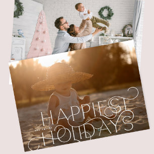 Elegant & Modern CHRISTMAS Photo CURLY Happiest Holiday Card