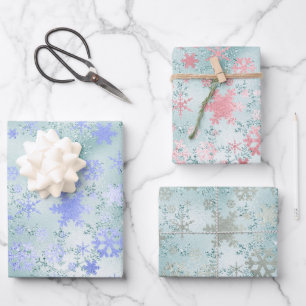 Elegant Modern Christmas Snowflake Pattern Wrapping Paper Sheet