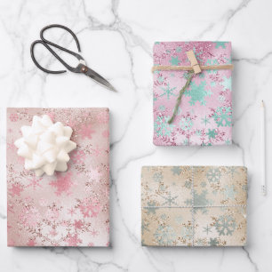 Elegant Modern Christmas Snowflake Pattern  Wrapping Paper Sheet