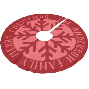Elegant Modern Christmas Snowflake Red Brushed Polyester Tree Skirt