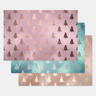 Elegant Modern Christmas Tree Patterns  Wrapping Paper Sheet