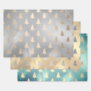 Elegant Modern Christmas Tree Patterns  Wrapping Paper Sheet