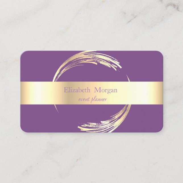 Elegant Modern  Circle Violet,Gold Business Card (Front)