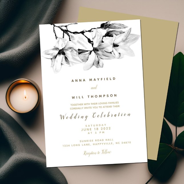 Elegant Modern Classic Chic Floral Gold Wedding Invitation (Creator Uploaded)