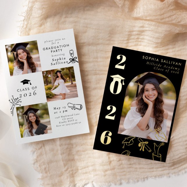 Elegant Modern Classic Graduation party Hand drawn (Creator Uploaded)