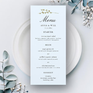 Elegant Modern Classic Ice Blue Winter Wedding Menu