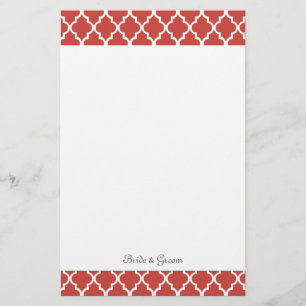 Elegant, modern, classic red  quatrefoil wedding stationery