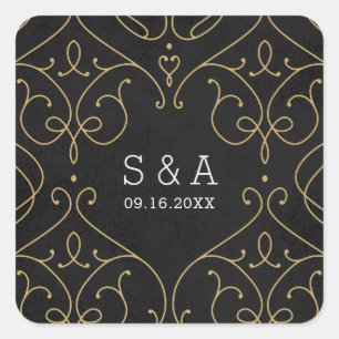 Elegant modern classic vintage wedding monogram square sticker