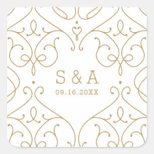 Elegant modern classic vintage wedding monogram square sticker