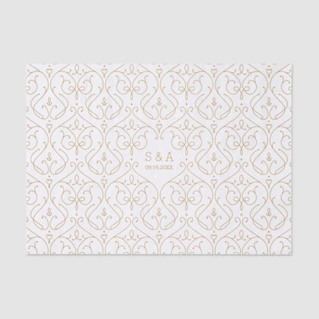 Elegant modern classic vintage wedding monogram tissue paper (Front)