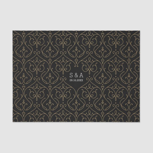 Elegant modern classic vintage wedding monogram tissue paper (Front)