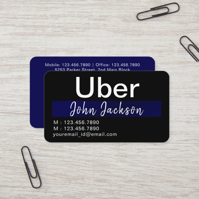 Elegant Modern Classy Car Service Or Uber Driver  Business Card (Front/Back In Situ)