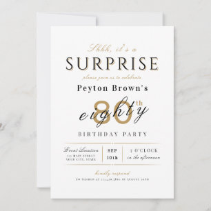 Elegant modern classy surprise 80th birthday invitation