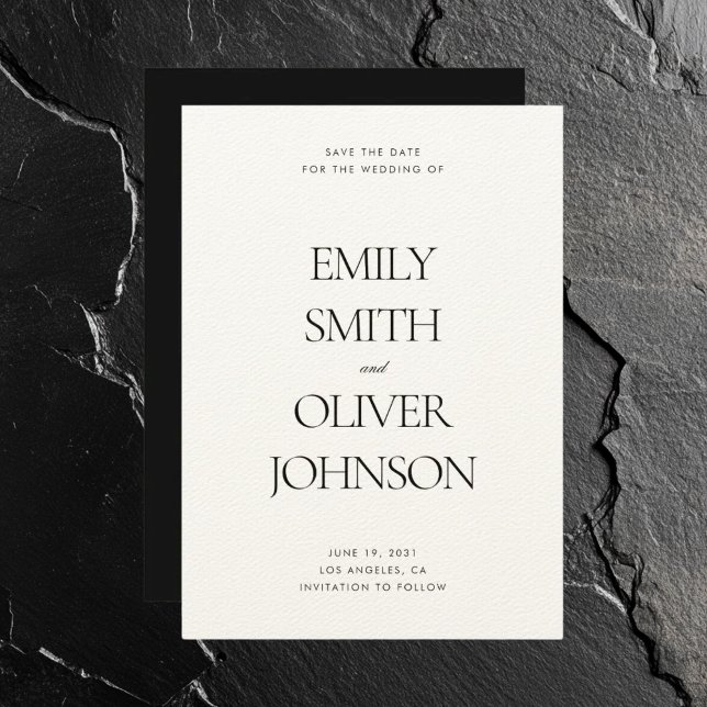 Elegant Modern Clean Black White Wedding Save The Date (Creator Uploaded)