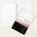 elegant modern clear black white marble rose gold planner<br><div class="desc">Minimalist,  modern and stylish design representing faux rose gold with black and white marble stripes.</div>