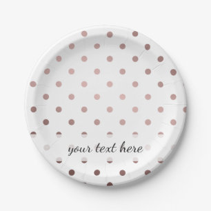 elegant modern clear faux rose gold polka dots paper plate