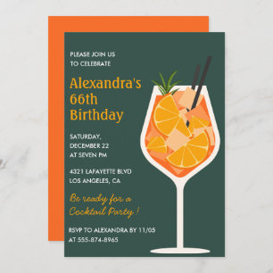 Elegant Modern Cocktail 66th birthday invitations