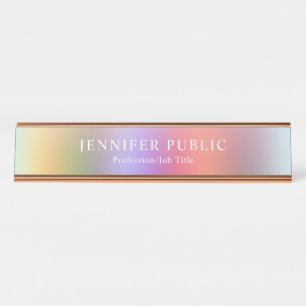 Elegant Modern Colorful Red Blue Purple Green Desk Name Plate