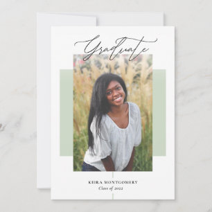 Elegant Modern Colour Block Graduation 2 Photo Announcement