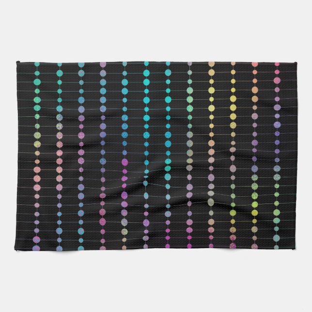 Elegant Modern Colourful Beads Circles Dots Patter Tea Towel (Horizontal)