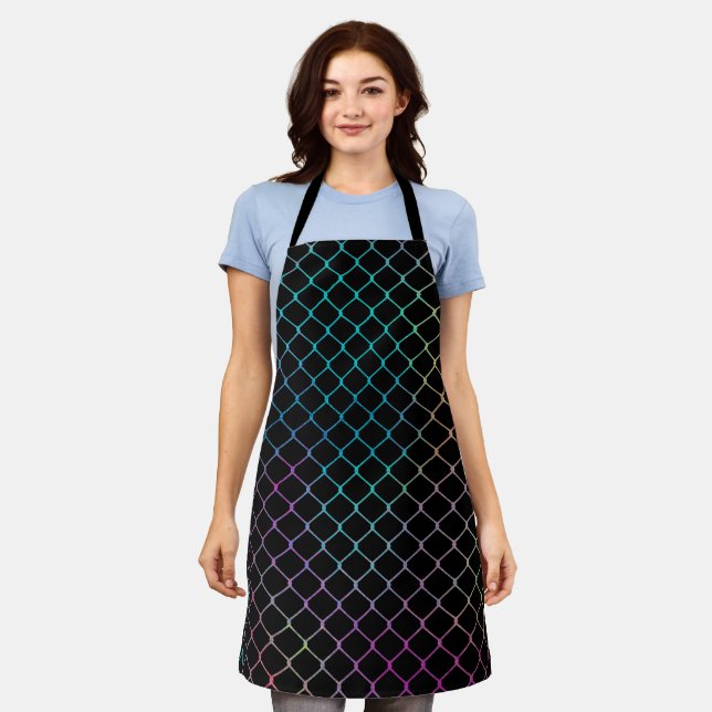 Elegant Modern Colourful Fence Chain Pattern | Apron (Worn)