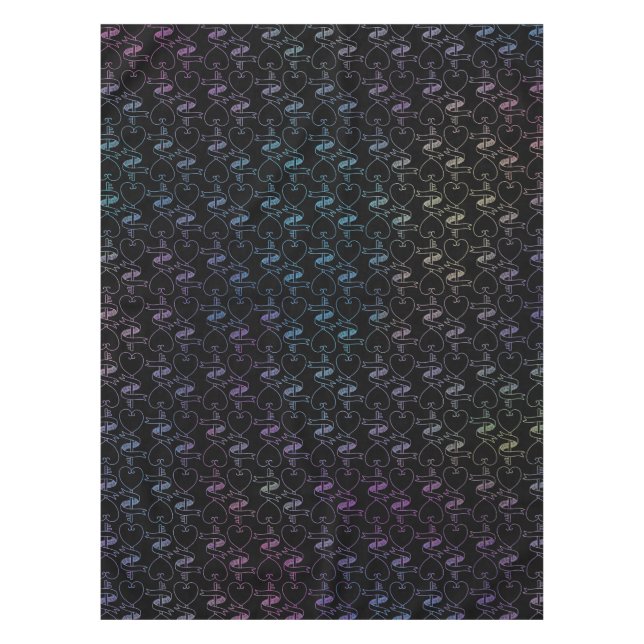 Elegant Modern Colourful Hearts and Keys Pattern | Tablecloth (Front)