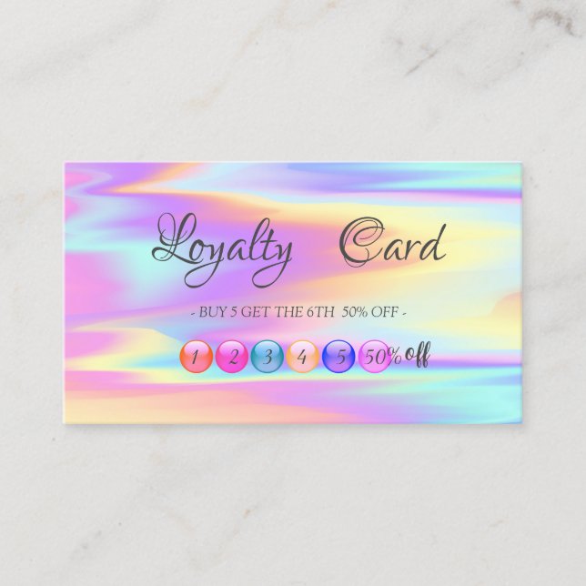 Elegant Modern Colourful Holographic Loyalty Card (Front)