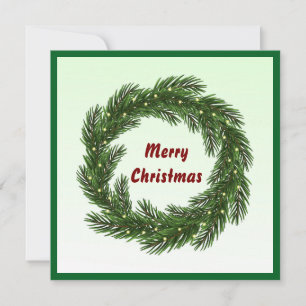 Elegant Modern Colourful Merry Christmas Wreath Holiday Card