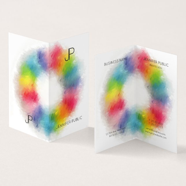 Elegant Modern Colourful Monogram Template Business Card (Inside and Outside)