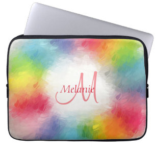 Elegant Modern Colourful Monogram Template Rainbow Laptop Sleeve