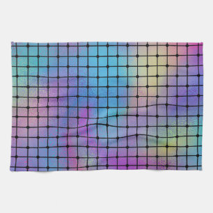 Elegant Modern Colourful Squares Tiles Pattern   Tea Towel