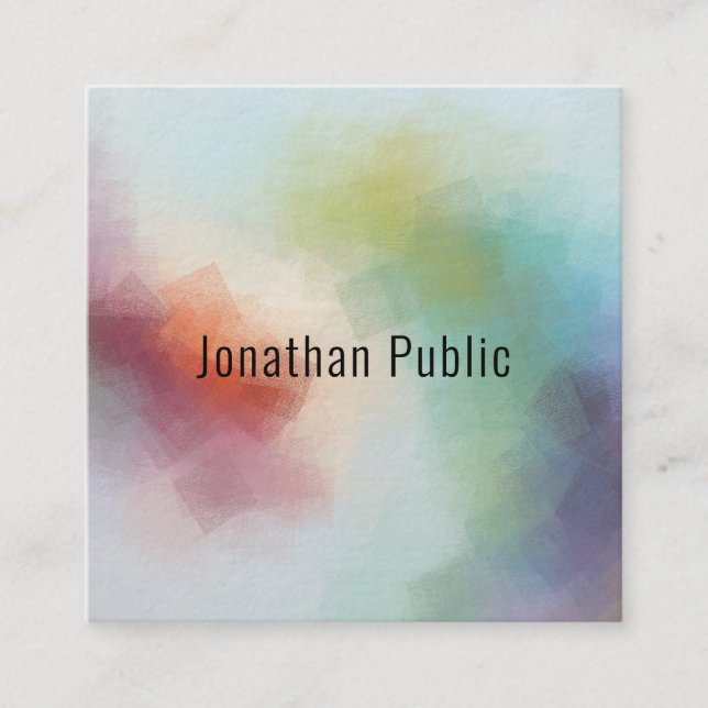 Elegant Modern Colourful Template Abstract Art Square Business Card (Front)