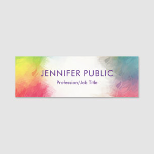 Elegant Modern Colourful Template Rainbow Colours Name Tag