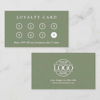 Elegant Modern Company Business Logo Sage Green Loyalty Card