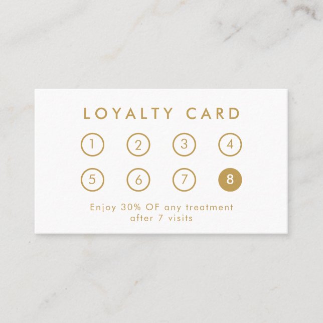 Elegant Modern Company Business Logo White & Gold Loyalty Card (Front)