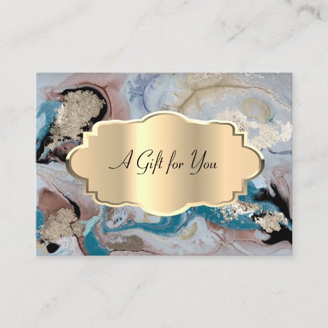 Elegant Modern Confetti,Gold Frame, Marble,Stone Discount Card (Front)